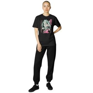 Hatsune Miku Grid Girls Black Short Sleeve T-Shirt size Large